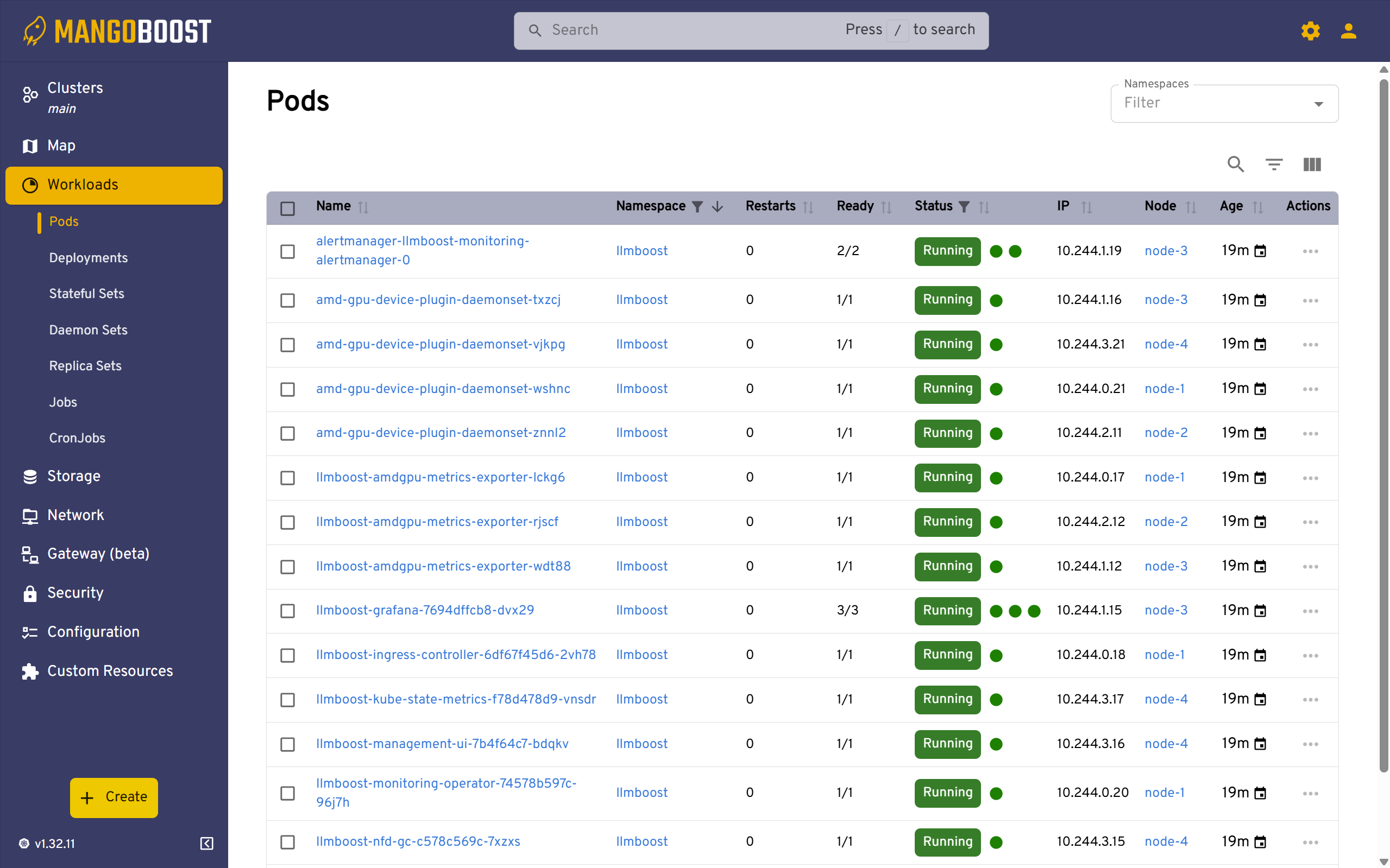 Management UI - Pods
